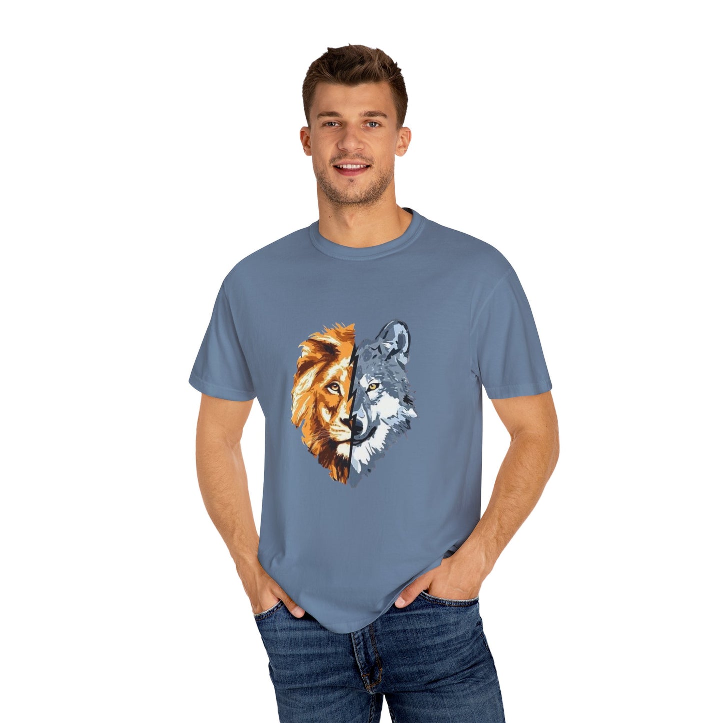 Lion and Wolf Unisex Garment-Dyed T-shirt - Nature Lover's Tee