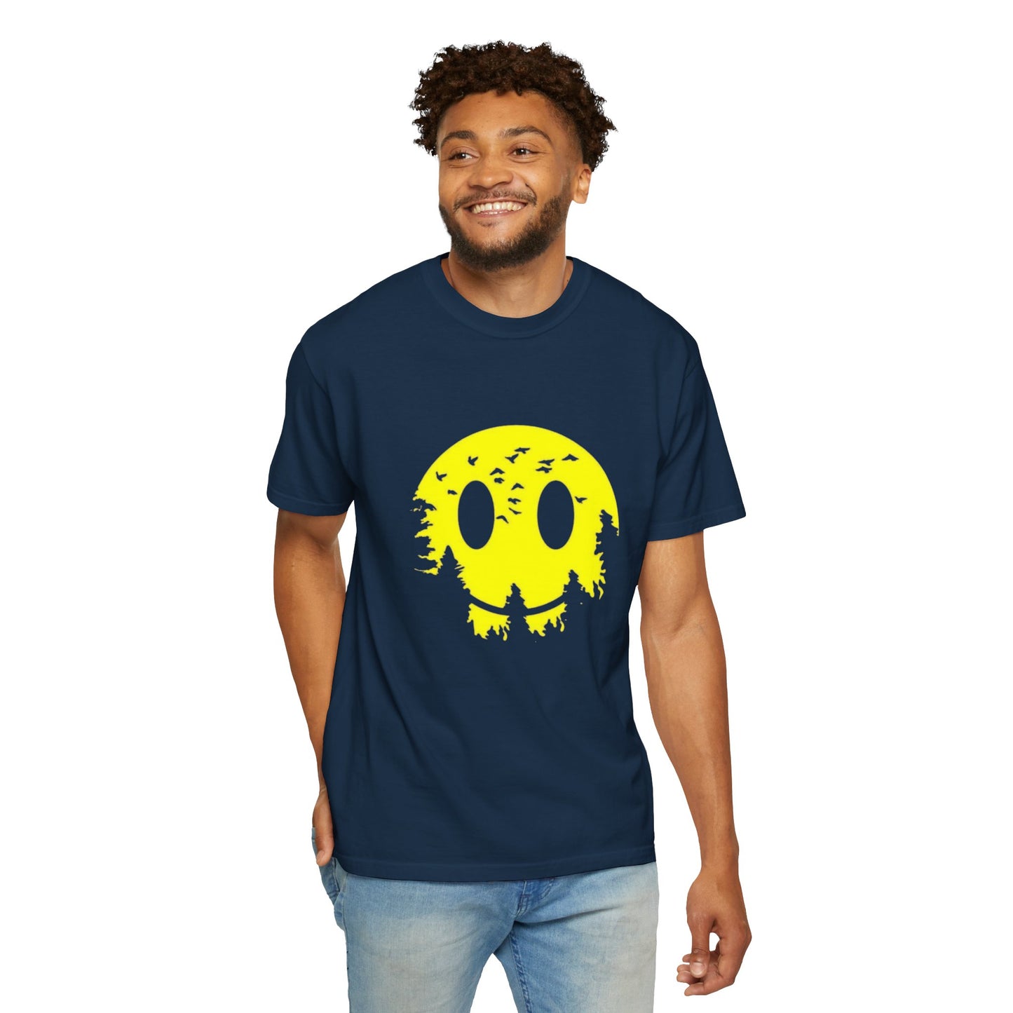 Happy Nature Smile T-Shirt - Unisex Garment-Dyed Tee for Outdoor Lovers