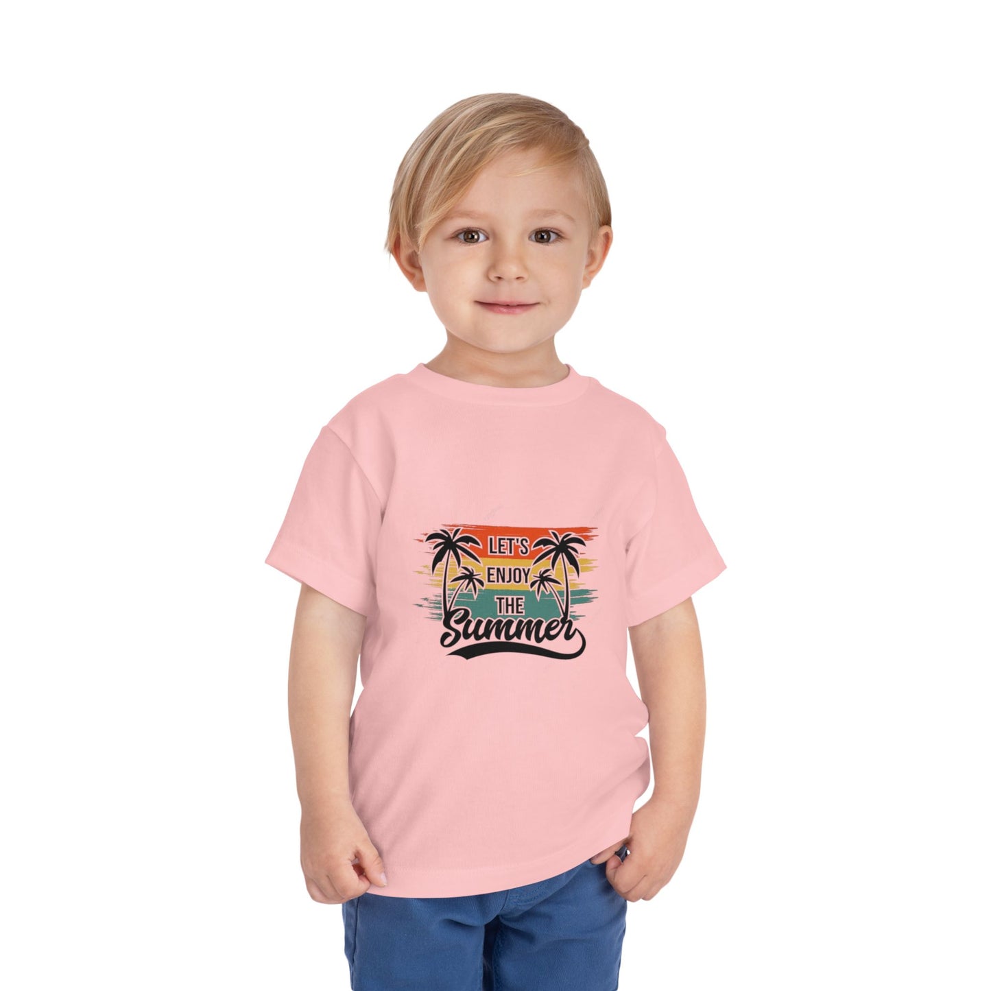 Toddler Short Sleeve Tee - 'Let's Enjoy The Summer' Palm Tree Design