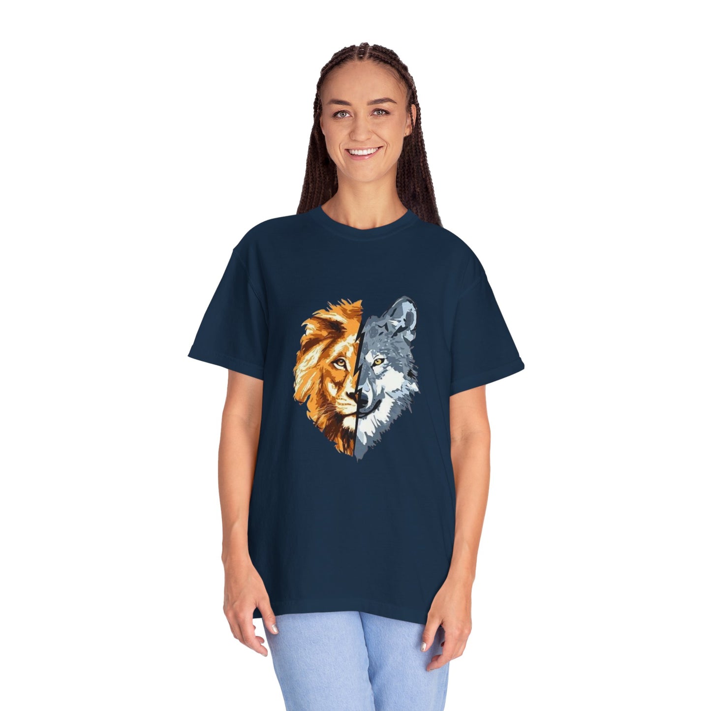 Lion and Wolf Unisex Garment-Dyed T-shirt - Nature Lover's Tee