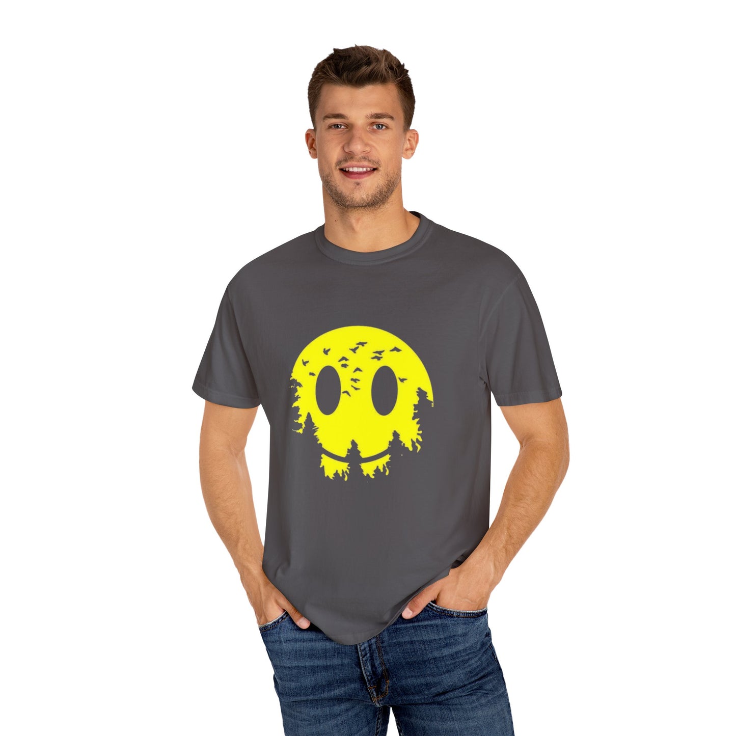 Happy Nature Smile T-Shirt - Unisex Garment-Dyed Tee for Outdoor Lovers