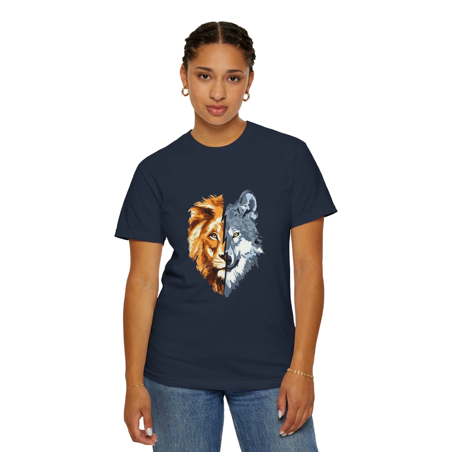 Lion and Wolf Unisex Garment-Dyed T-shirt - Nature Lover's Tee