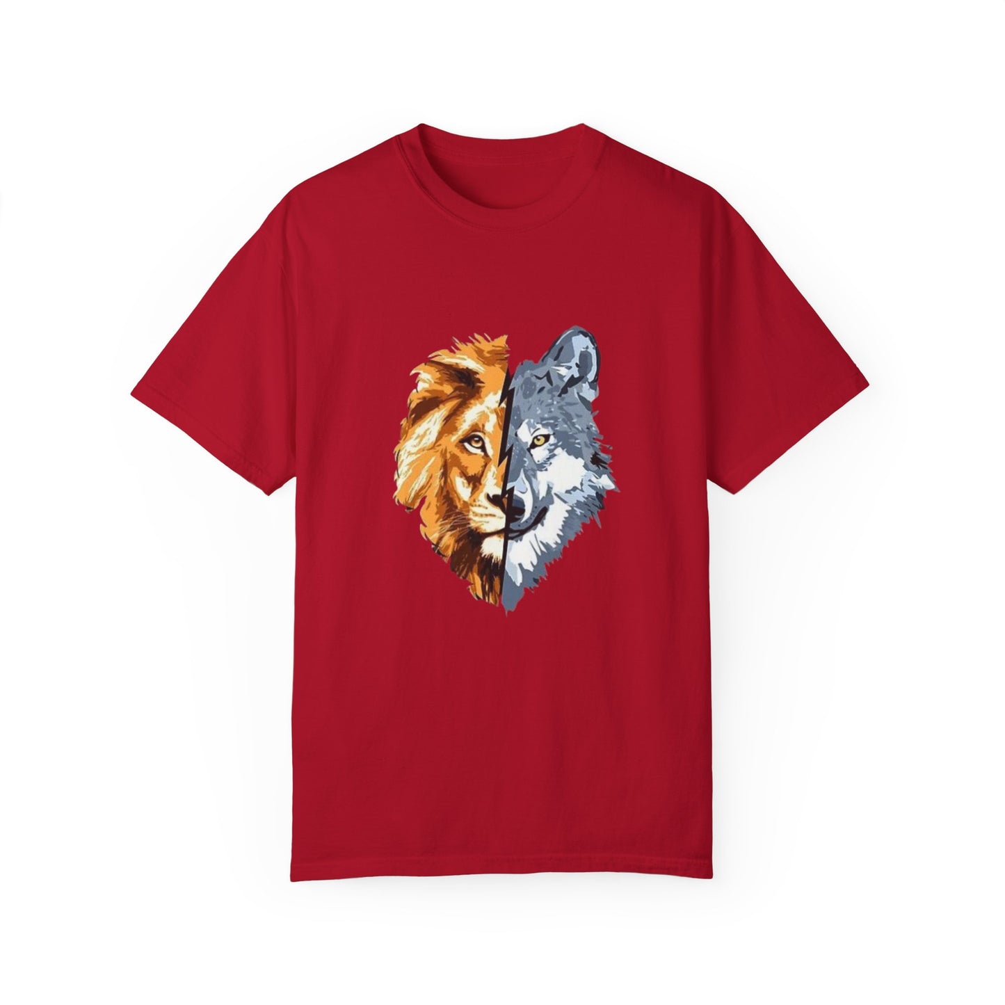 Lion and Wolf Unisex Garment-Dyed T-shirt - Nature Lover's Tee