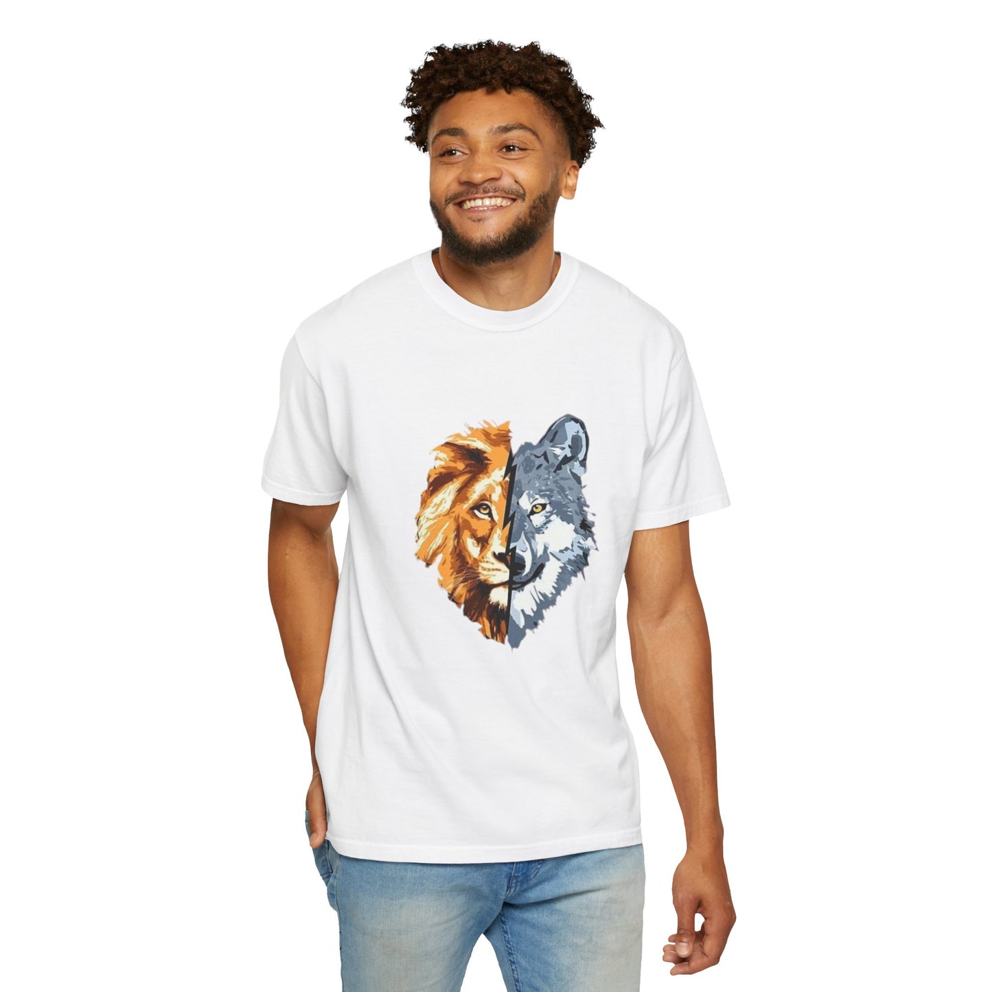 Lion and Wolf Unisex Garment-Dyed T-shirt - Nature Lover's Tee