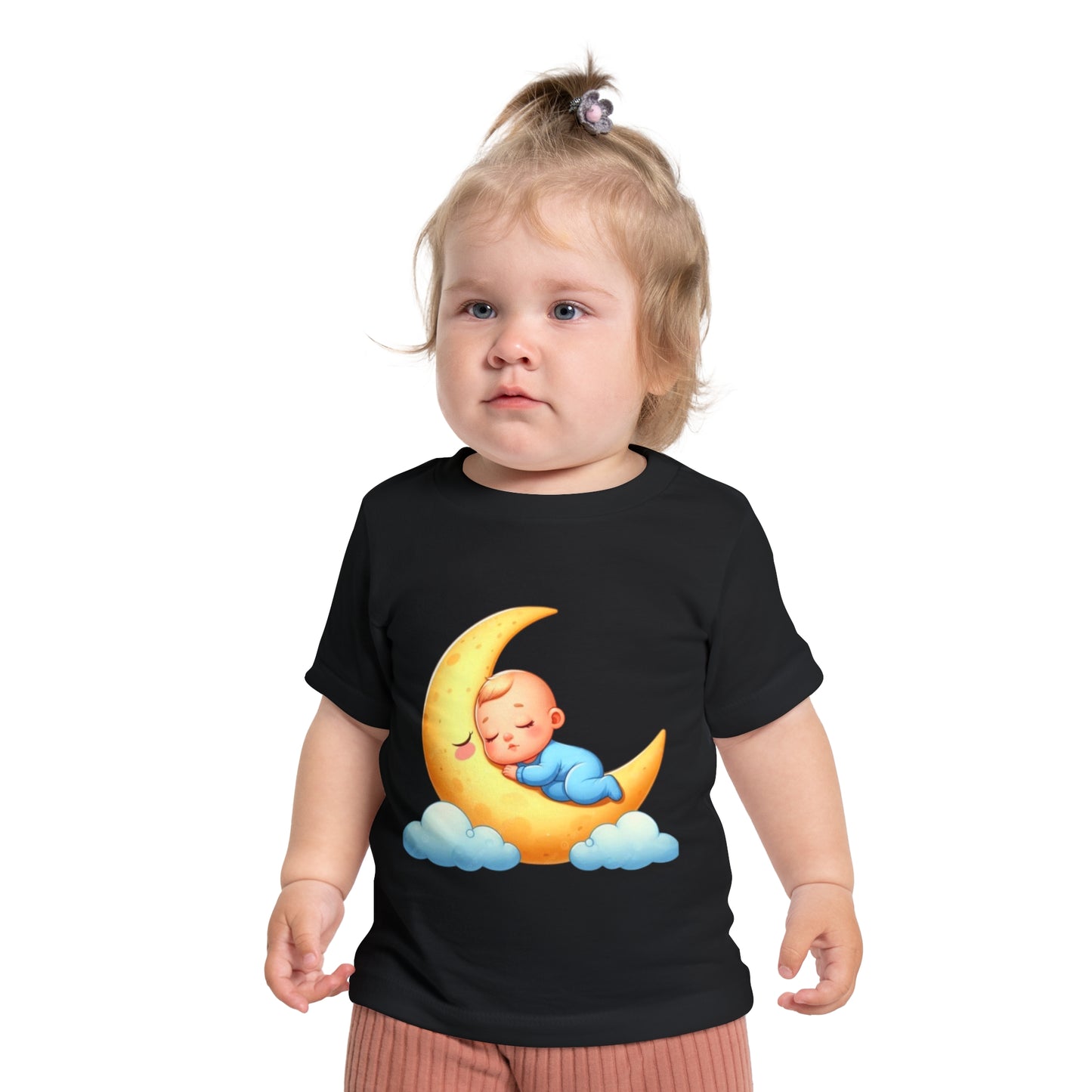 Cute Sleepy Moon Baby T-Shirt - Soft Short Sleeve Tee for Babies