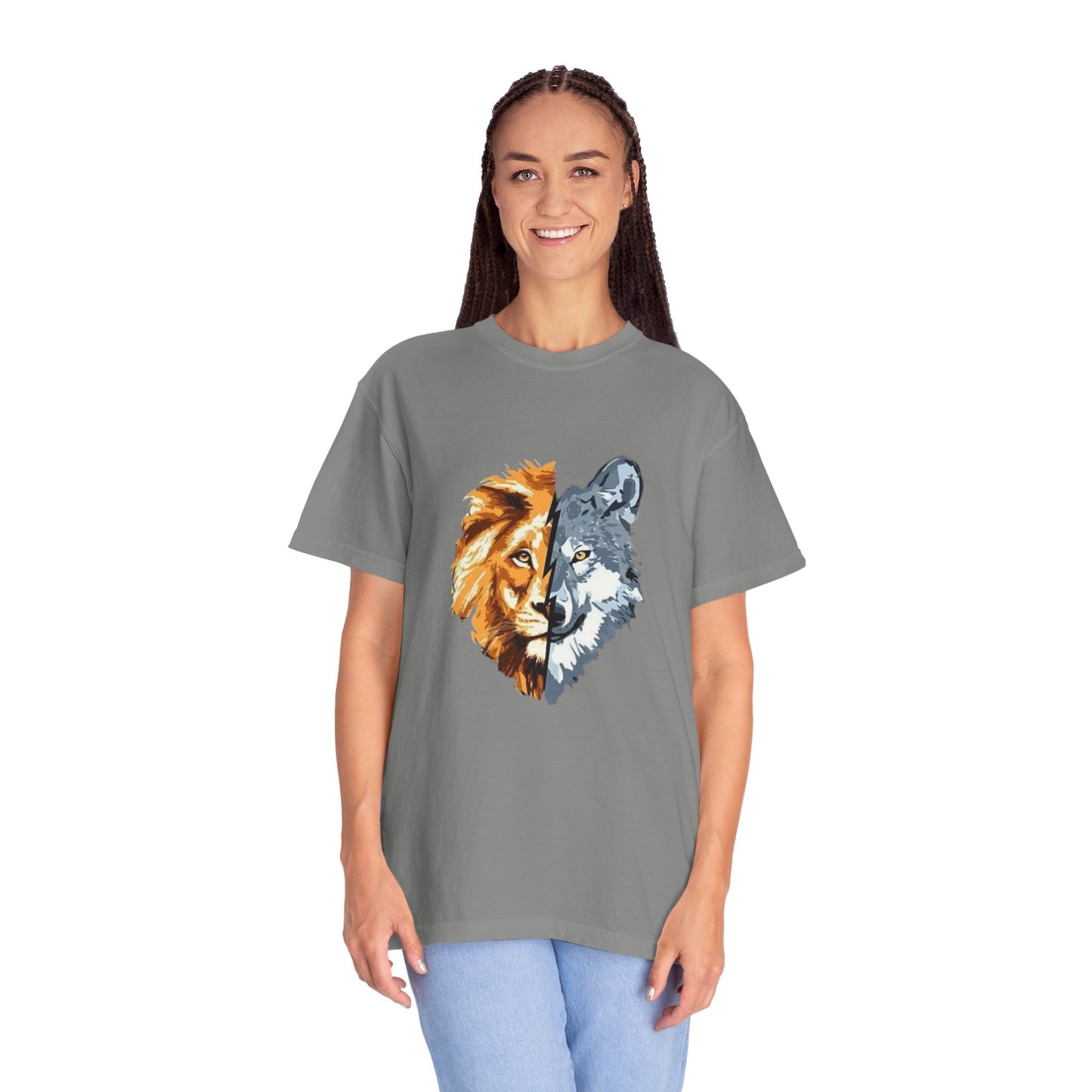 Lion and Wolf Unisex Garment-Dyed T-shirt - Nature Lover's Tee