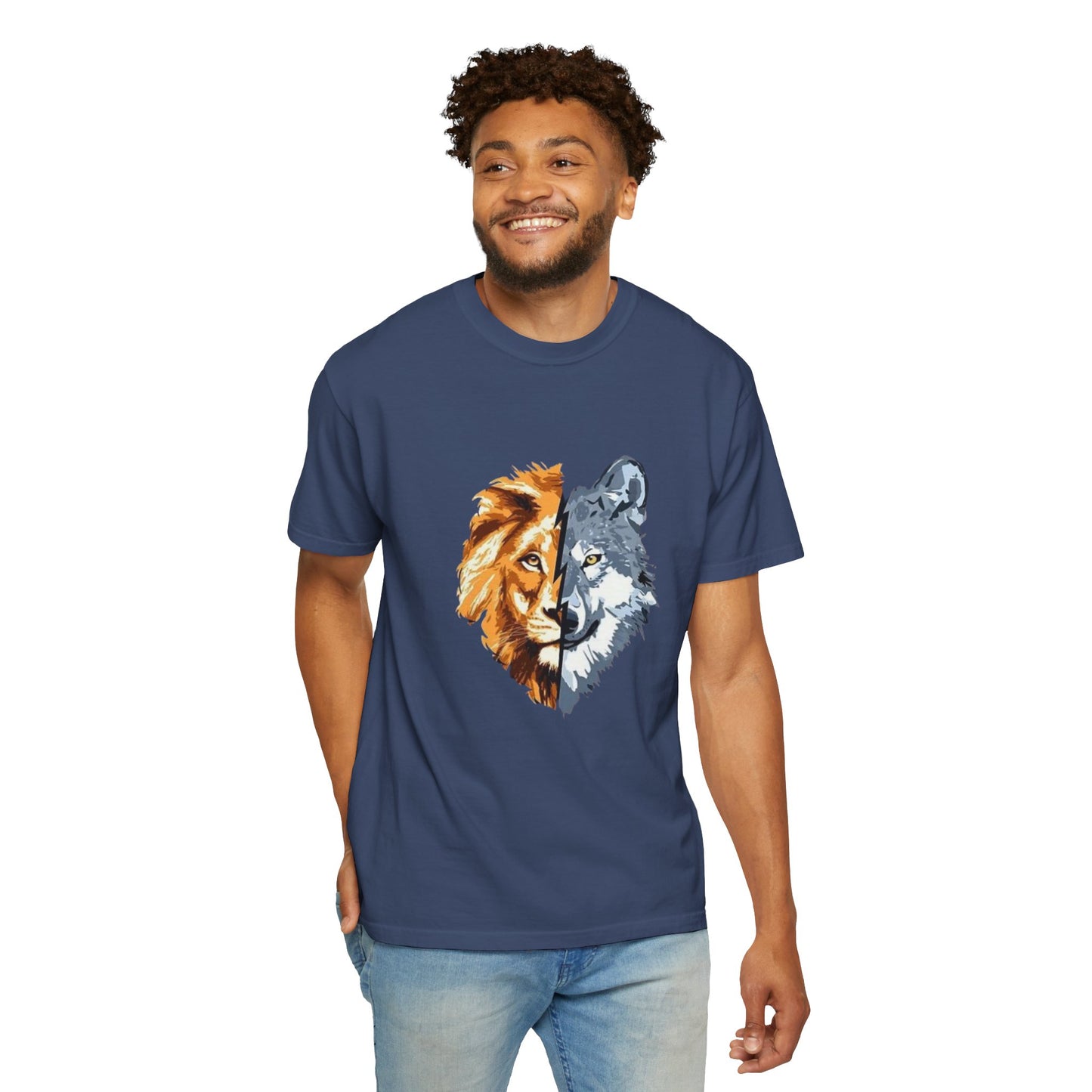 Lion and Wolf Unisex Garment-Dyed T-shirt - Nature Lover's Tee