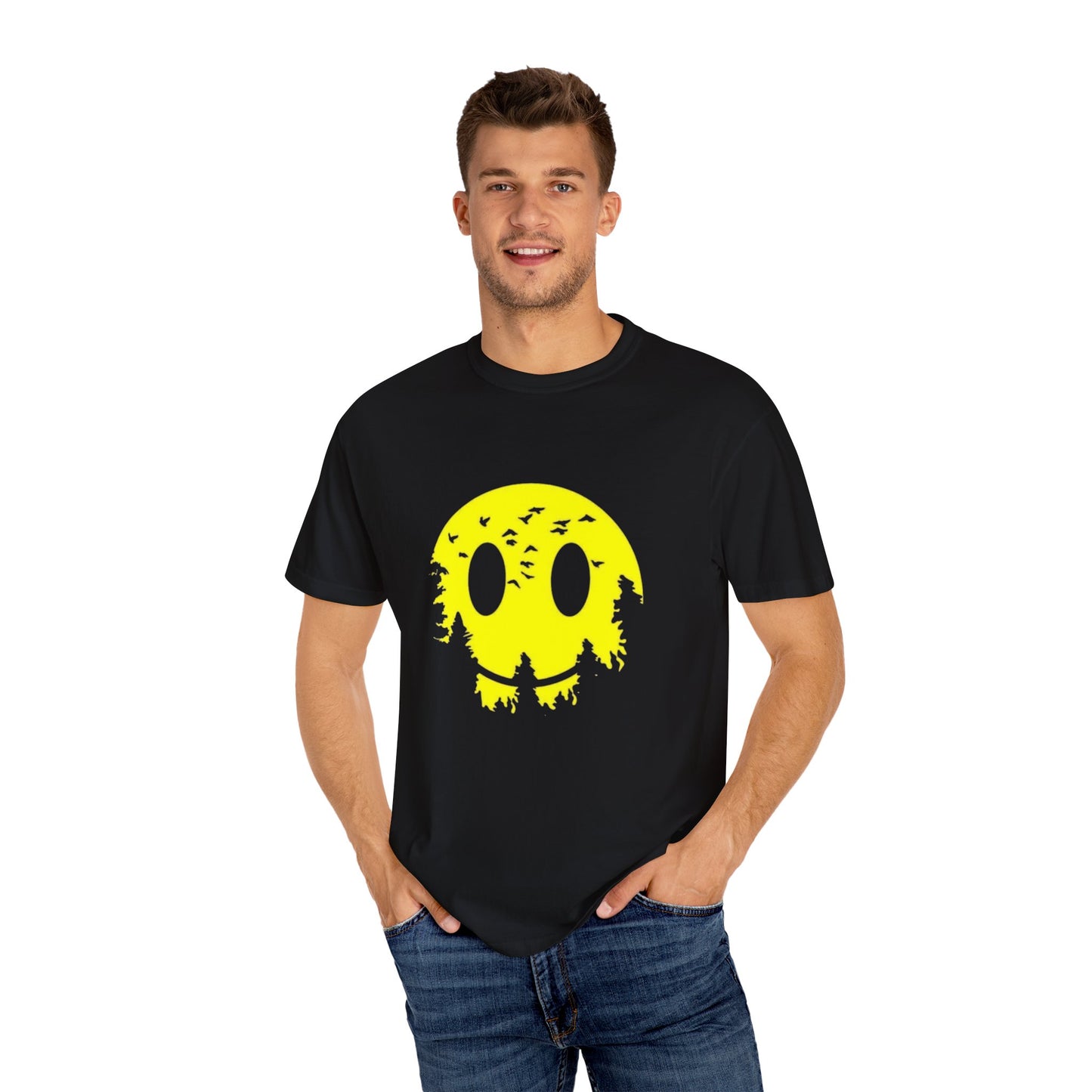 Happy Nature Smile T-Shirt - Unisex Garment-Dyed Tee for Outdoor Lovers