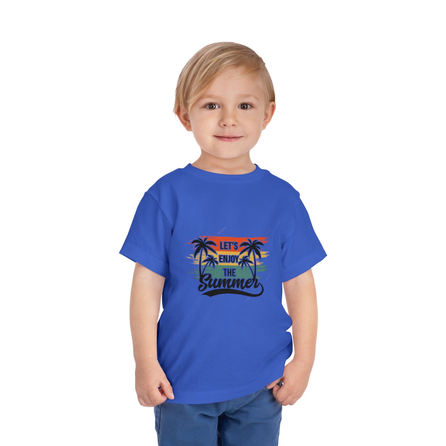 Toddler Short Sleeve Tee - 'Let's Enjoy The Summer' Palm Tree Design