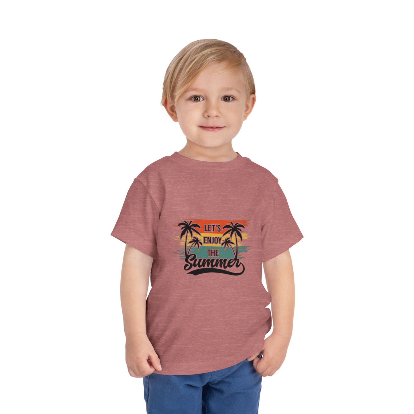 Toddler Short Sleeve Tee - 'Let's Enjoy The Summer' Palm Tree Design