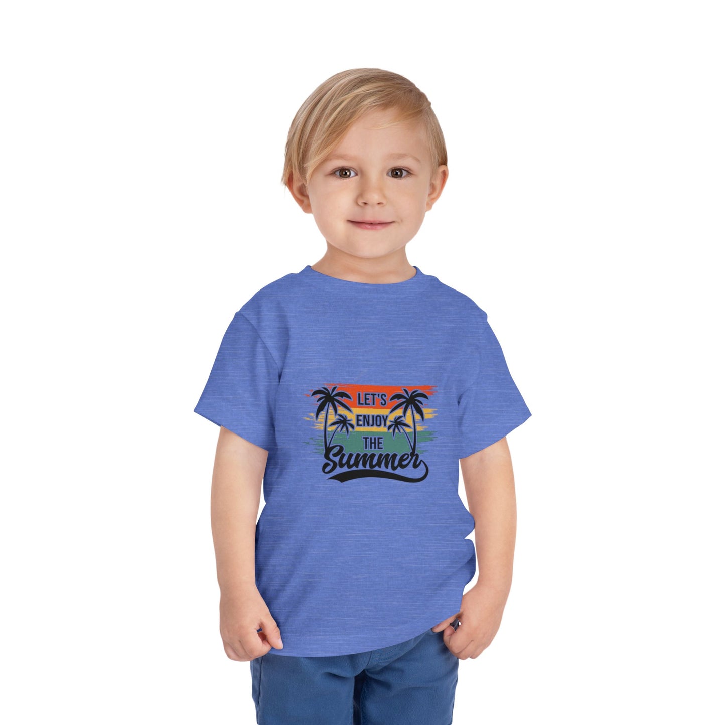 Toddler Short Sleeve Tee - 'Let's Enjoy The Summer' Palm Tree Design