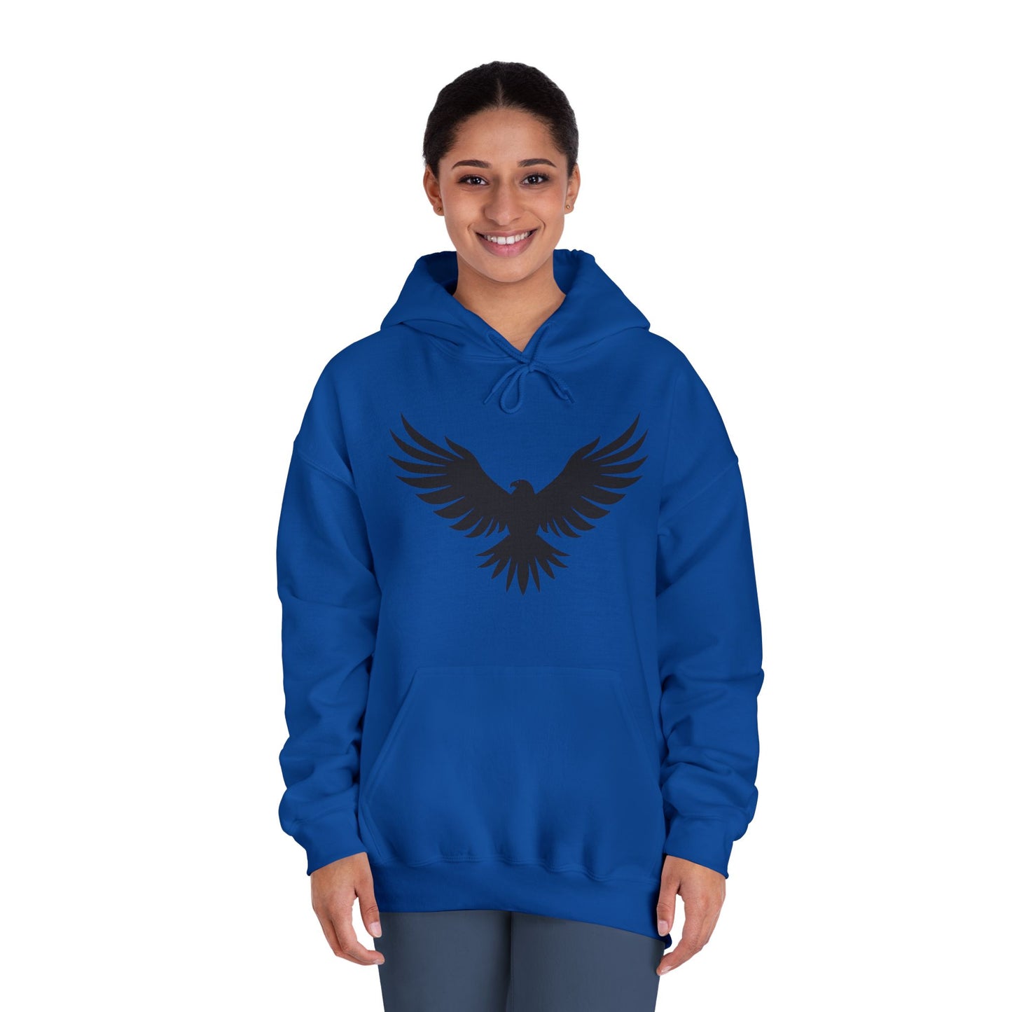 Rise Up Unisex Hooded Sweatshirt - Empowering White Hoodie with Eagle Design