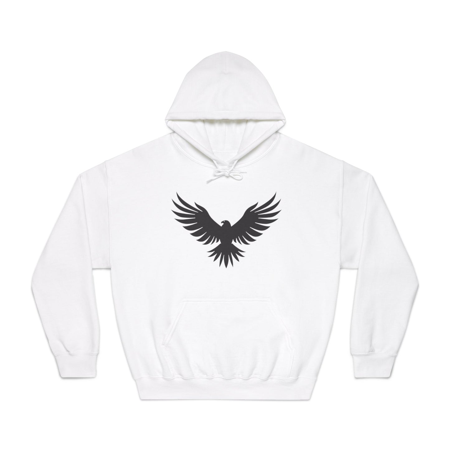 Rise Up Unisex Hooded Sweatshirt - Empowering White Hoodie with Eagle Design