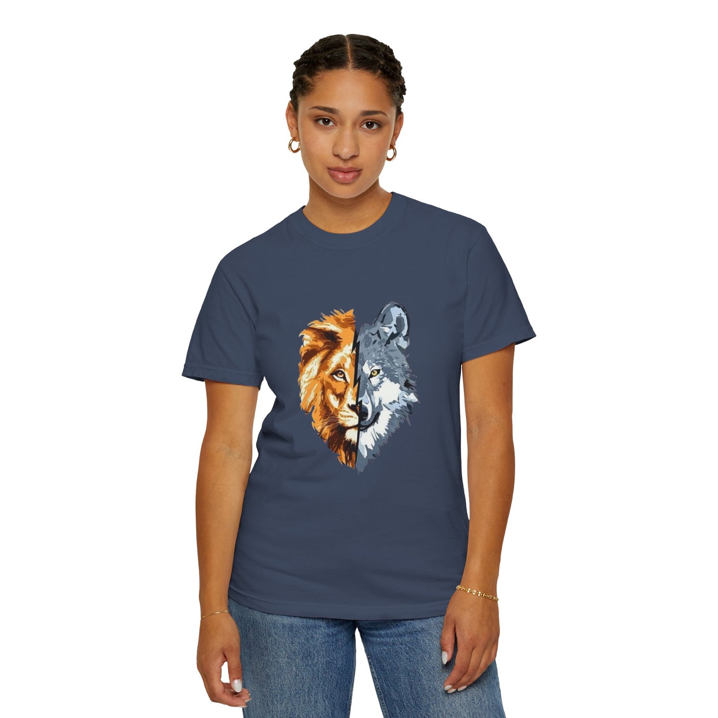 Lion and Wolf Unisex Garment-Dyed T-shirt - Nature Lover's Tee