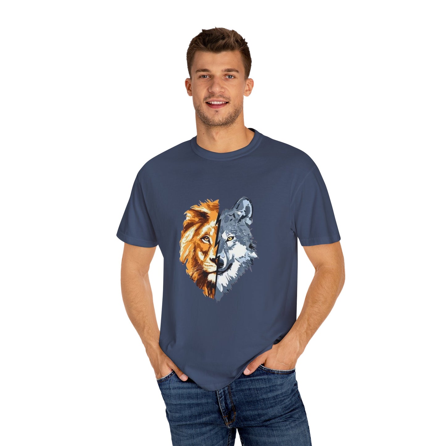 Lion and Wolf Unisex Garment-Dyed T-shirt - Nature Lover's Tee