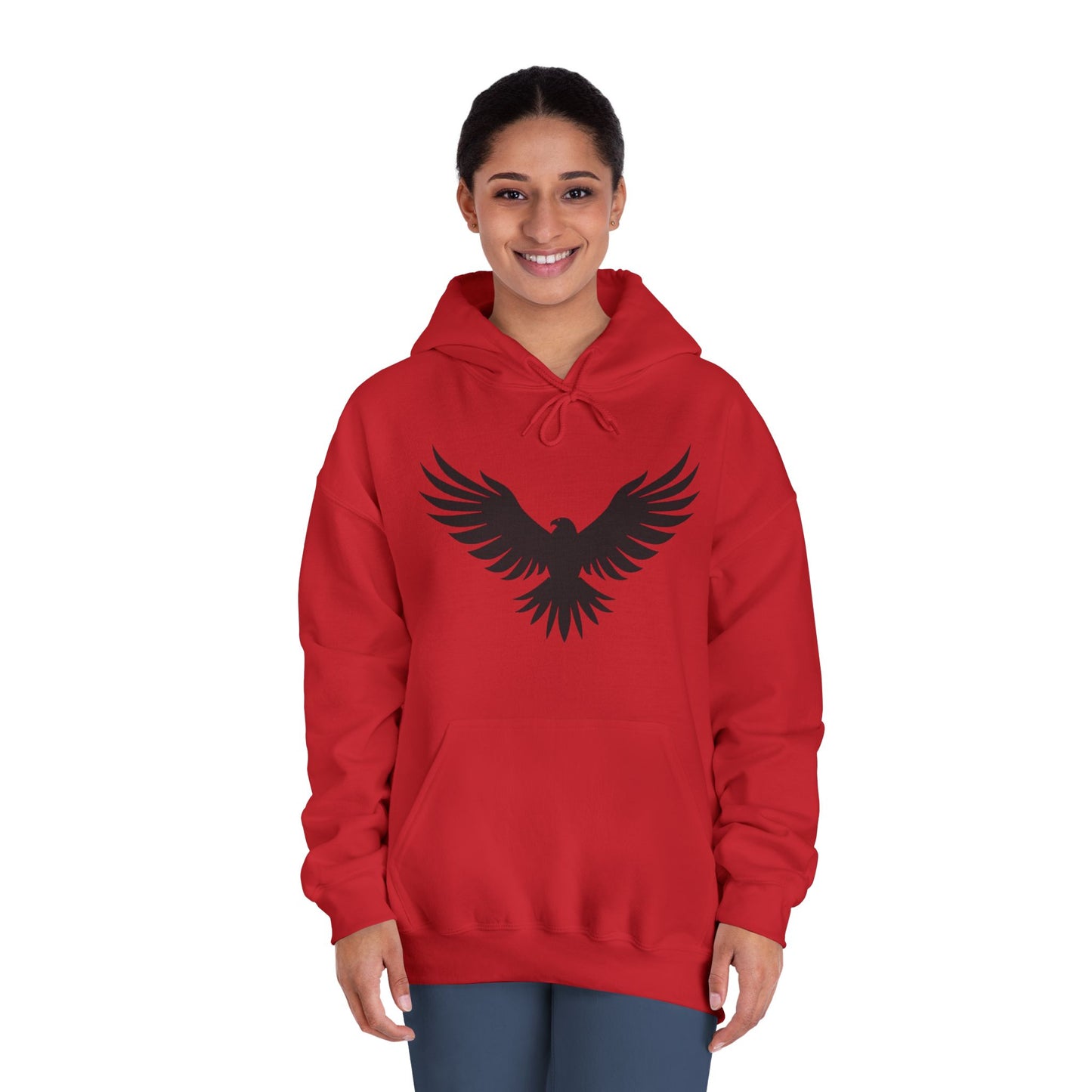 Rise Up Unisex Hooded Sweatshirt - Empowering White Hoodie with Eagle Design