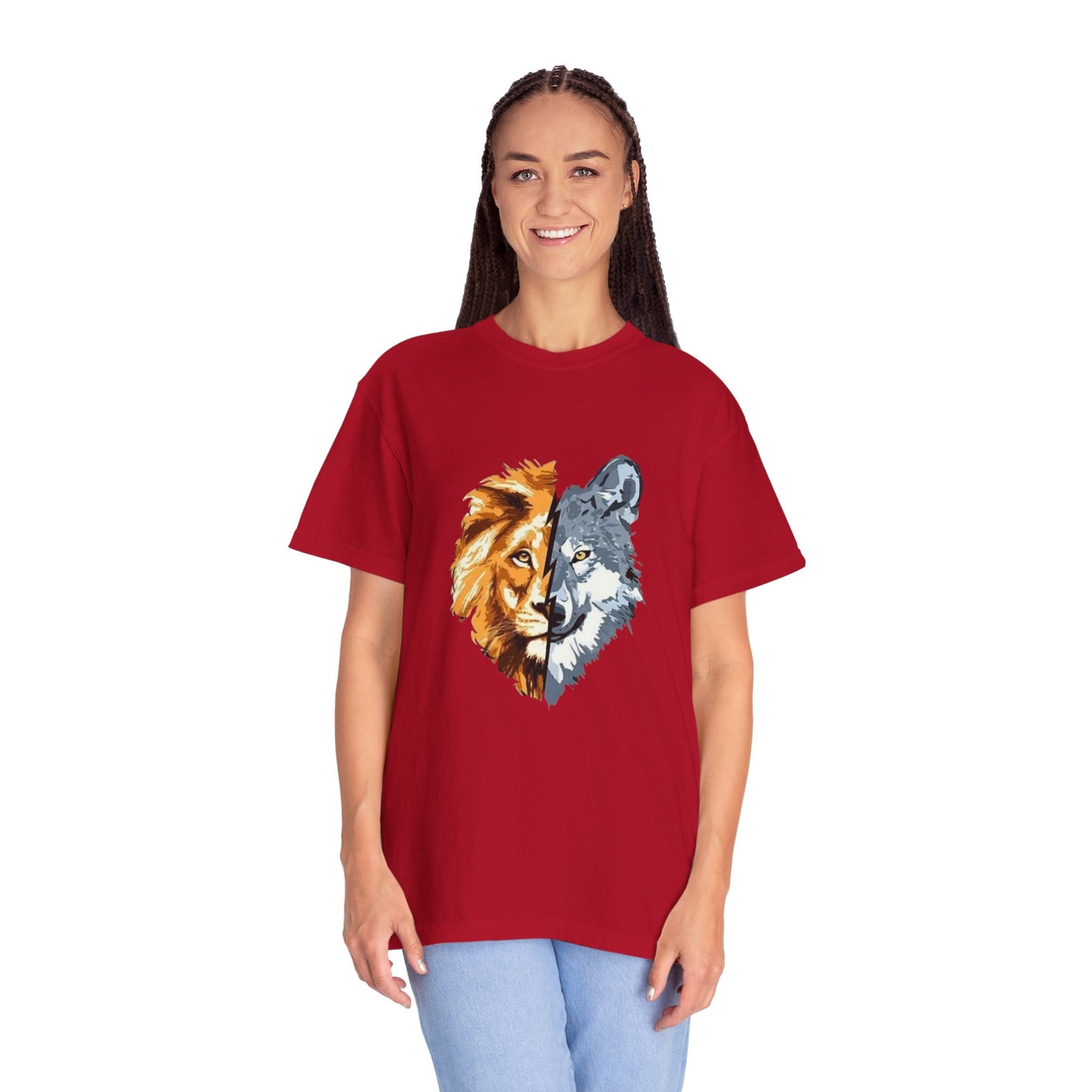 Lion and Wolf Unisex Garment-Dyed T-shirt - Nature Lover's Tee