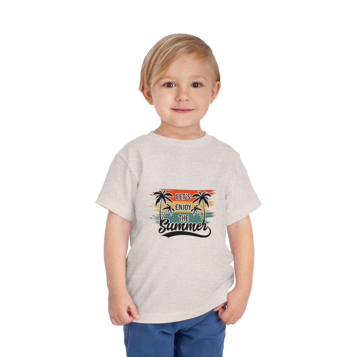 Toddler Short Sleeve Tee - 'Let's Enjoy The Summer' Palm Tree Design