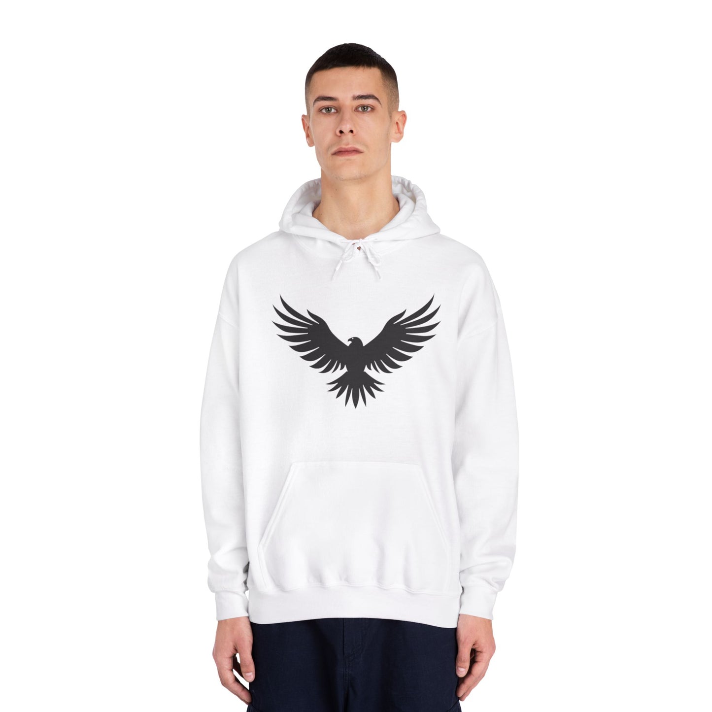 Rise Up Unisex Hooded Sweatshirt - Empowering White Hoodie with Eagle Design