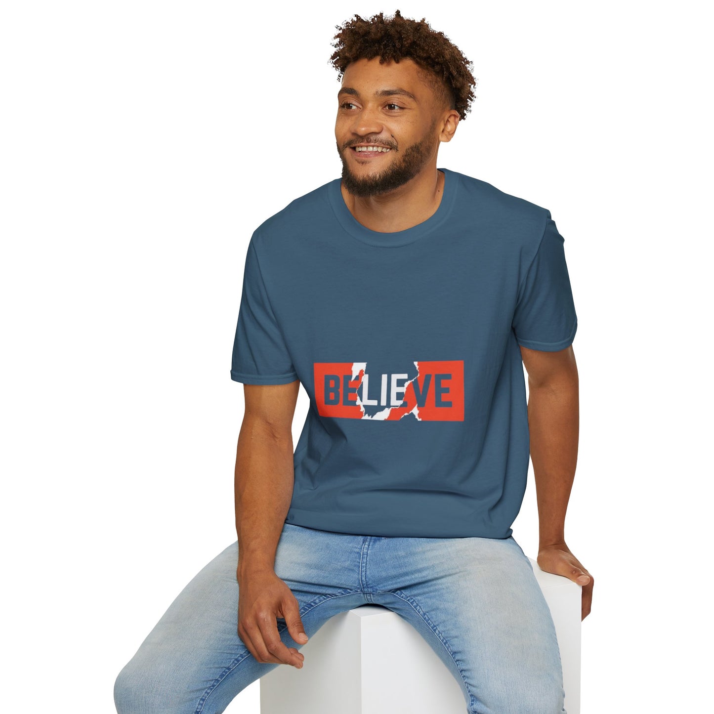 Motivational Unisex Softstyle T-Shirt - 'BELIEVE' Graphic Tee