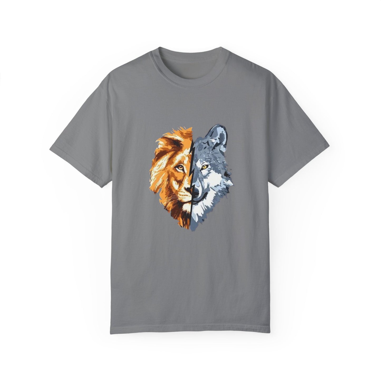 Lion and Wolf Unisex Garment-Dyed T-shirt - Nature Lover's Tee