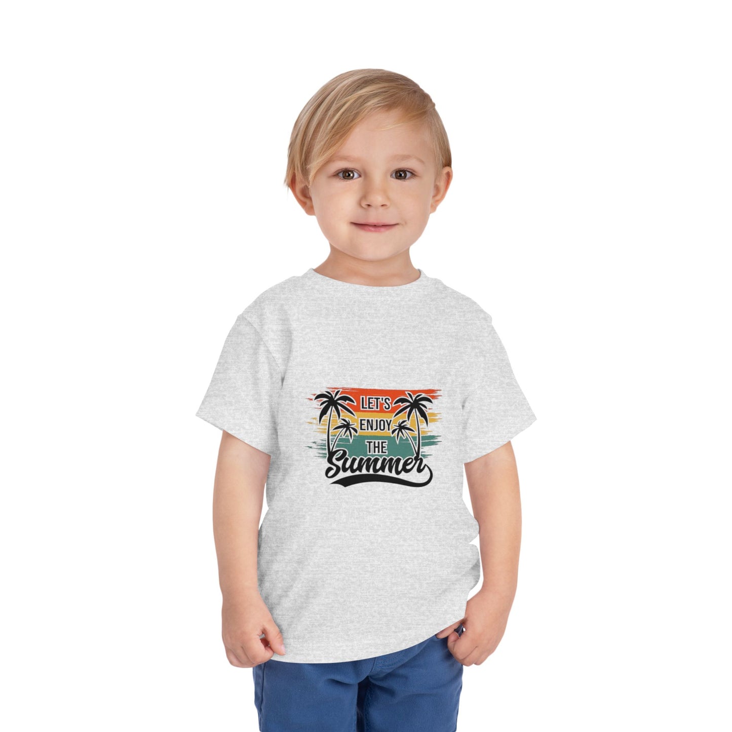 Toddler Short Sleeve Tee - 'Let's Enjoy The Summer' Palm Tree Design