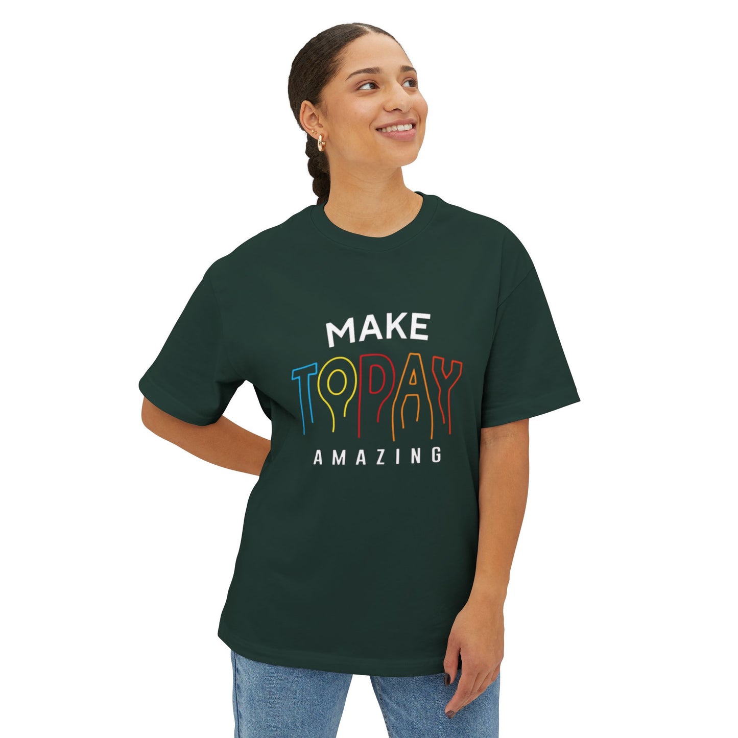 Make Today Amazing Unisex Oversized Boxy Tee - Casual Inspirational Shirt