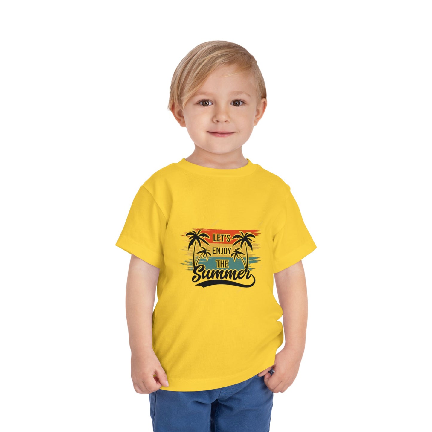 Toddler Short Sleeve Tee - 'Let's Enjoy The Summer' Palm Tree Design