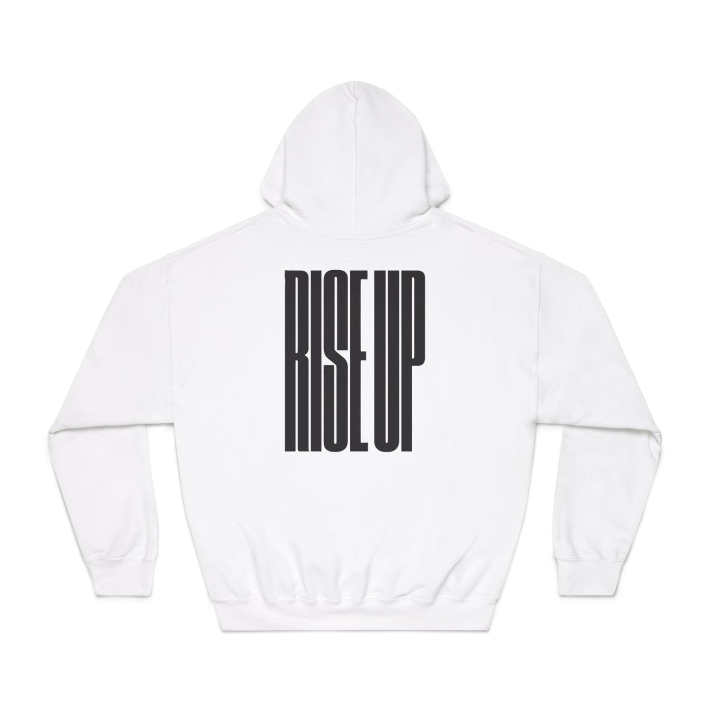 Rise Up Unisex Hooded Sweatshirt - Empowering White Hoodie with Eagle Design