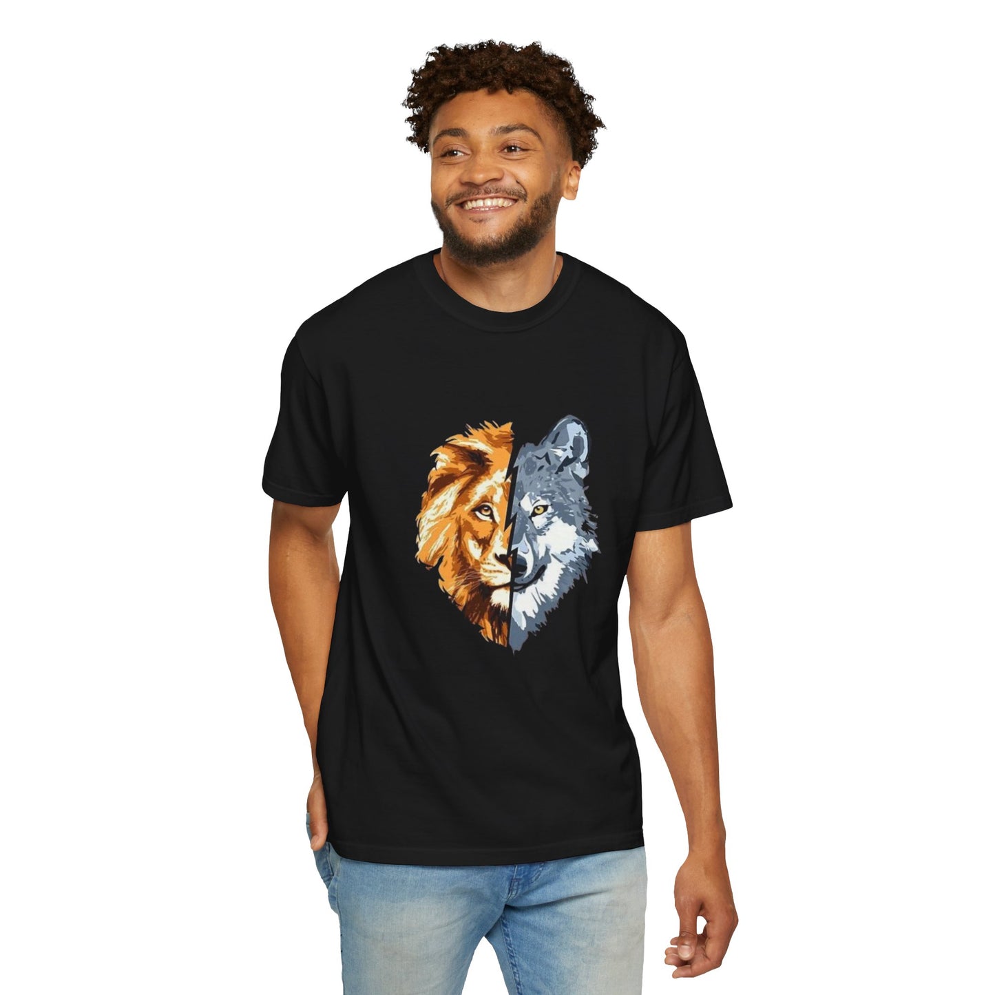 Lion and Wolf Unisex Garment-Dyed T-shirt - Nature Lover's Tee