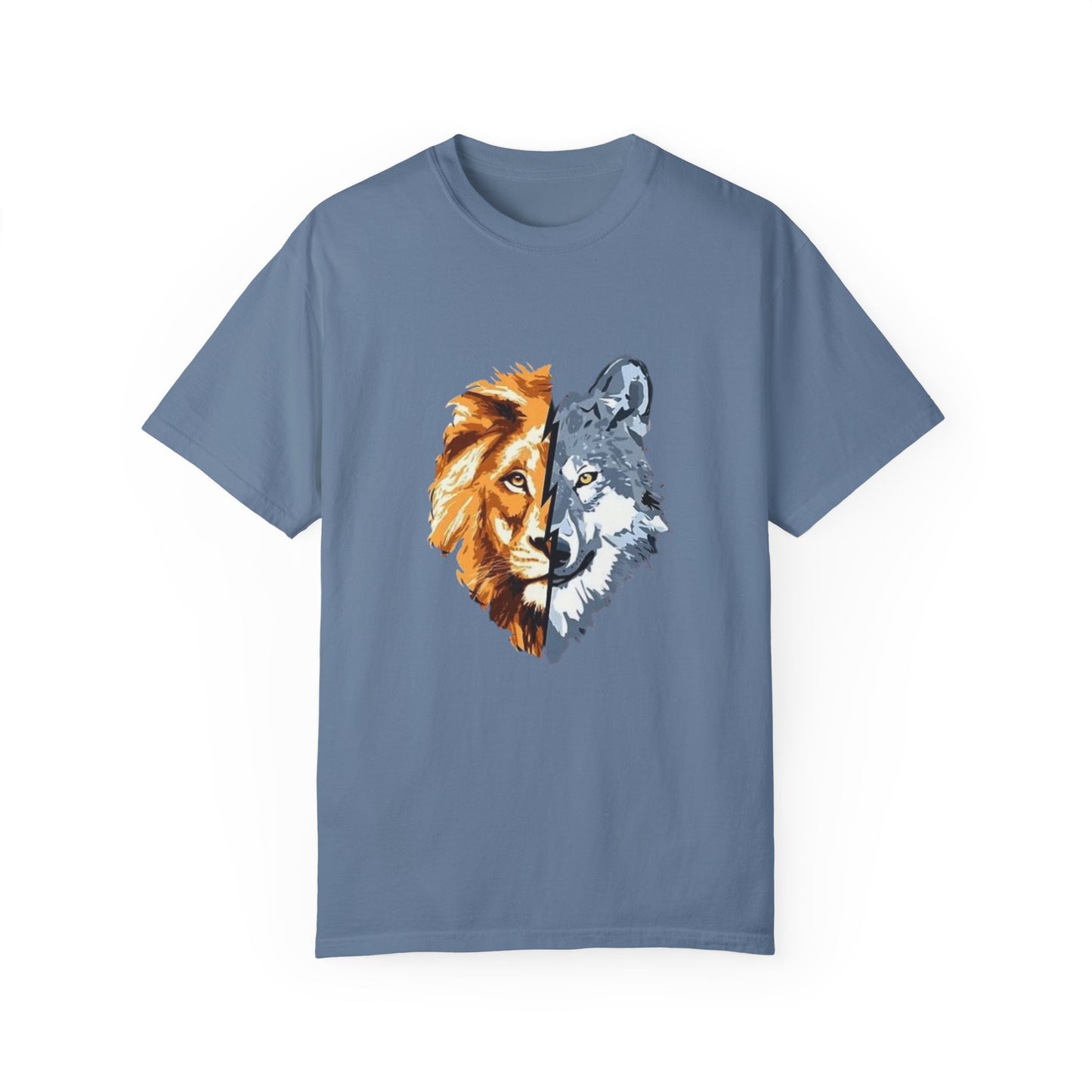 Lion and Wolf Unisex Garment-Dyed T-shirt - Nature Lover's Tee