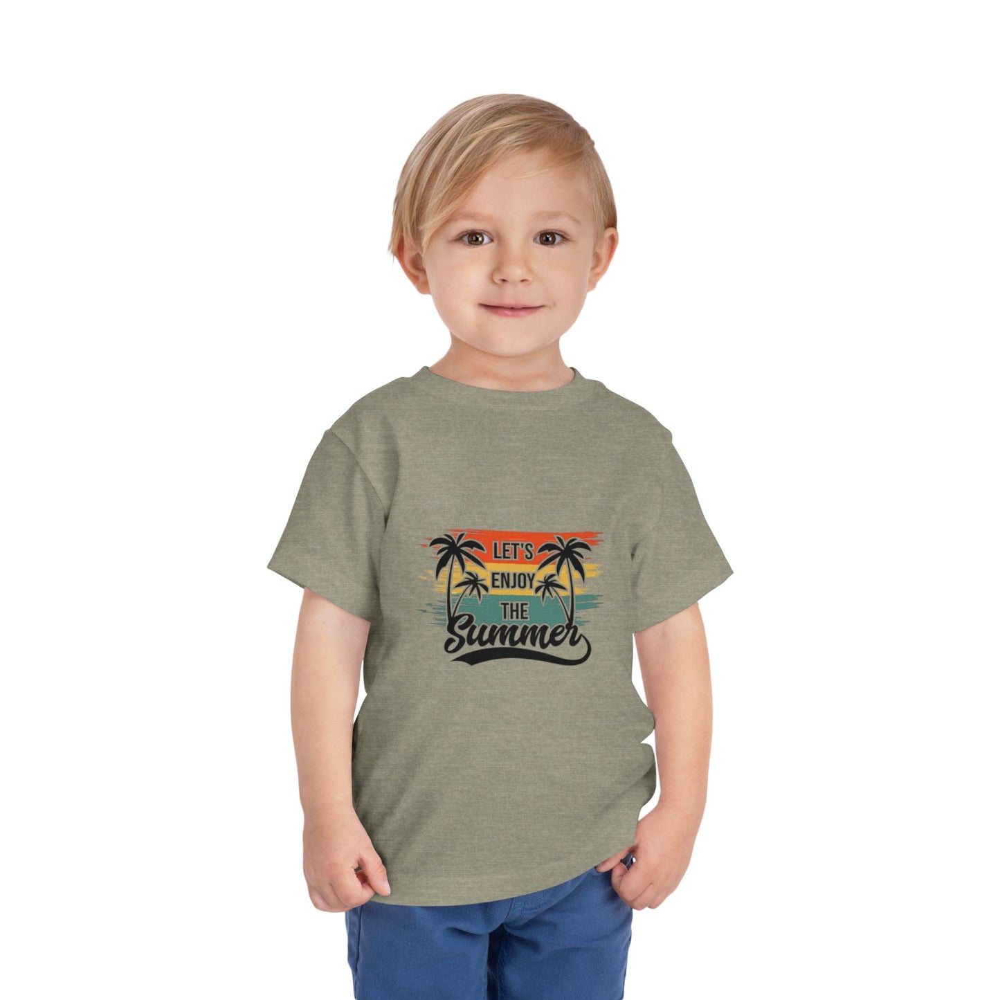 Toddler Short Sleeve Tee - 'Let's Enjoy The Summer' Palm Tree Design