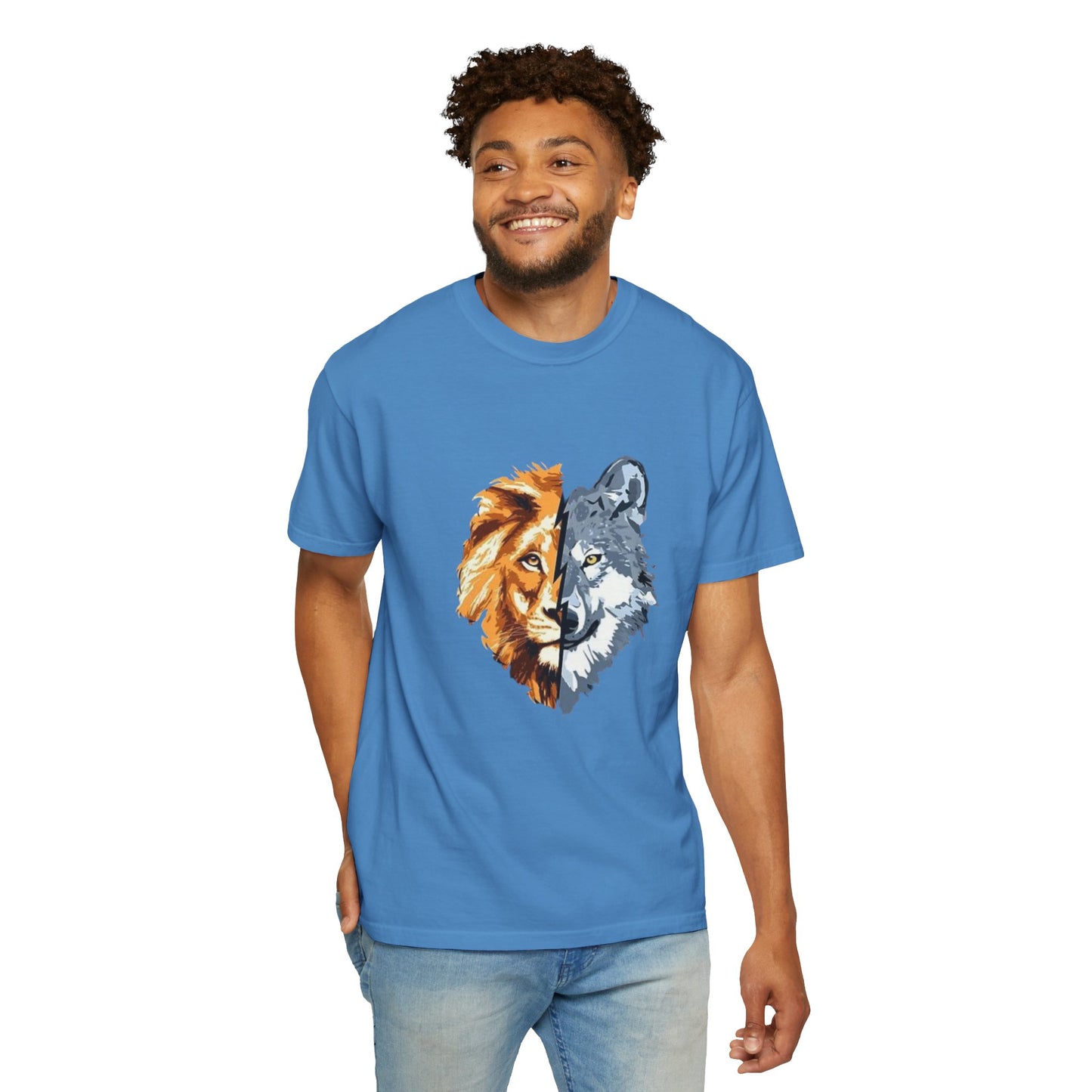 Lion and Wolf Unisex Garment-Dyed T-shirt - Nature Lover's Tee