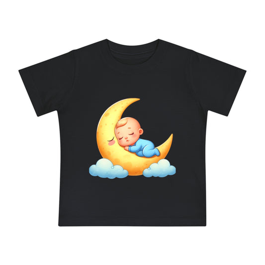 Cute Sleepy Moon Baby T-Shirt - Soft Short Sleeve Tee for Babies