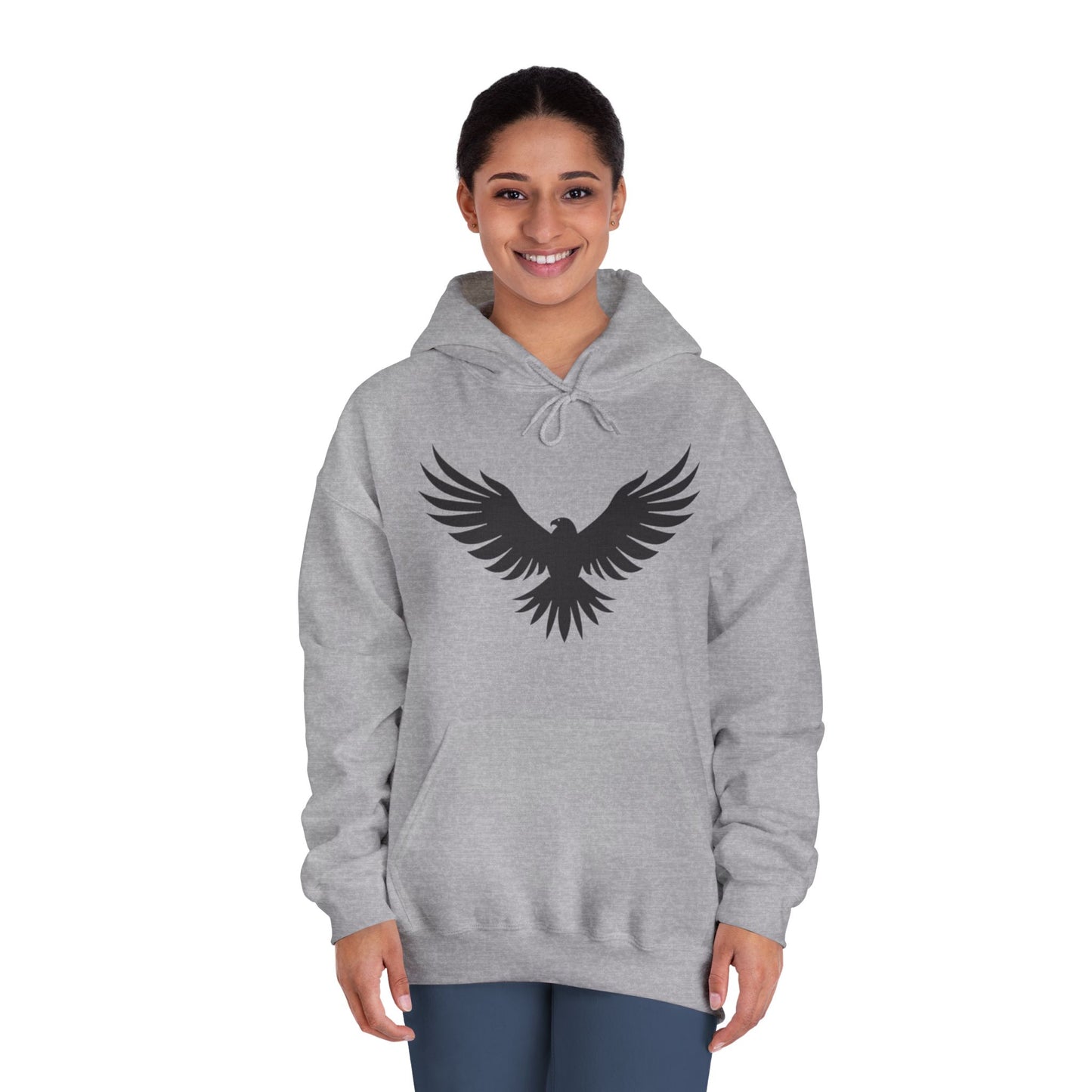 Rise Up Unisex Hooded Sweatshirt - Empowering White Hoodie with Eagle Design