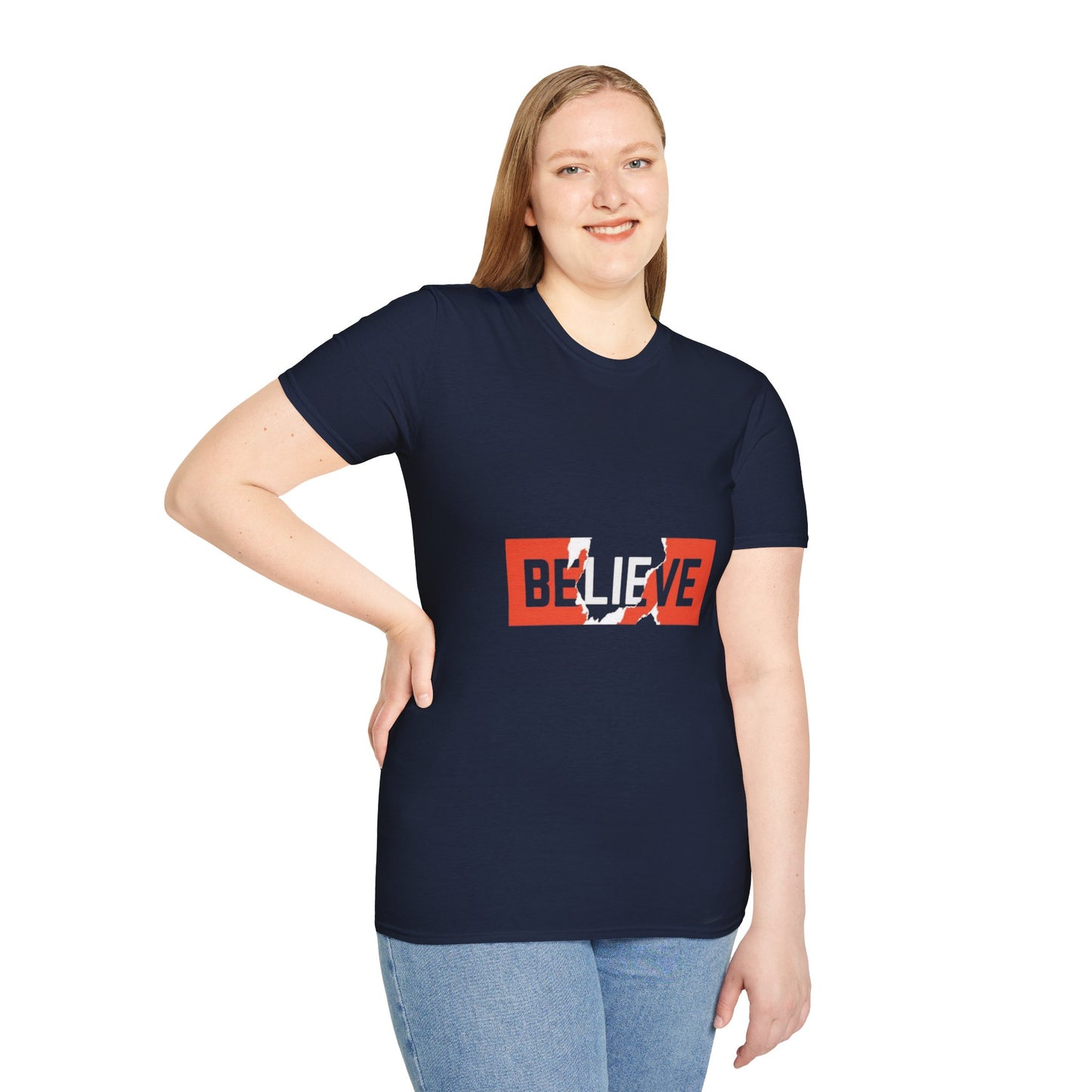 Motivational Unisex Softstyle T-Shirt - 'BELIEVE' Graphic Tee